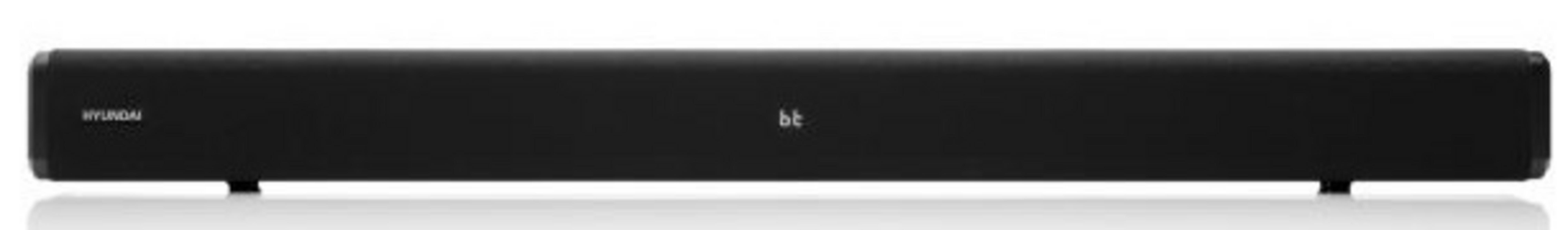 Una soundbar Hyundai nera con display "bt".