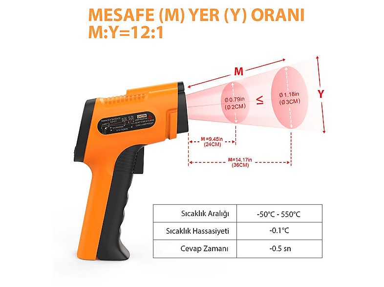 THERMOPRO TP30 Endüstriyel Kızılötesi Katı-Sıvı Termometre