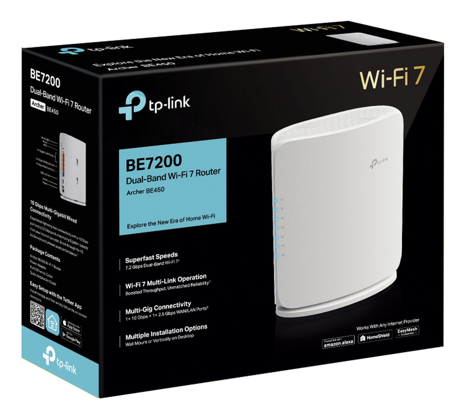 Router TP-Link BE7200 Dual-Band Wi-Fi 7 Archer BE450 w opakowaniu.