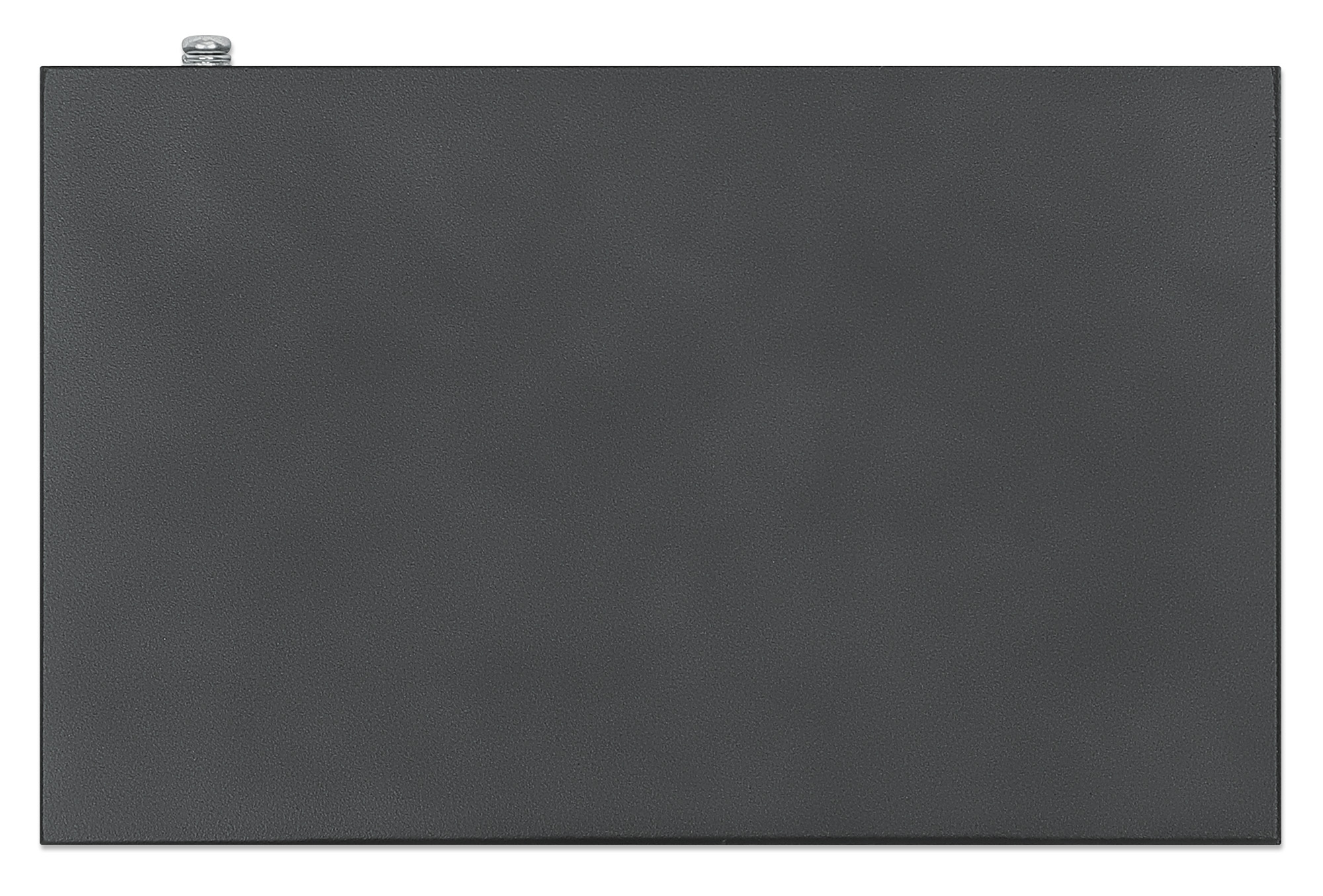 Szare pudełko z srebrną śrubą z gwintem w lewym górnym rogu.