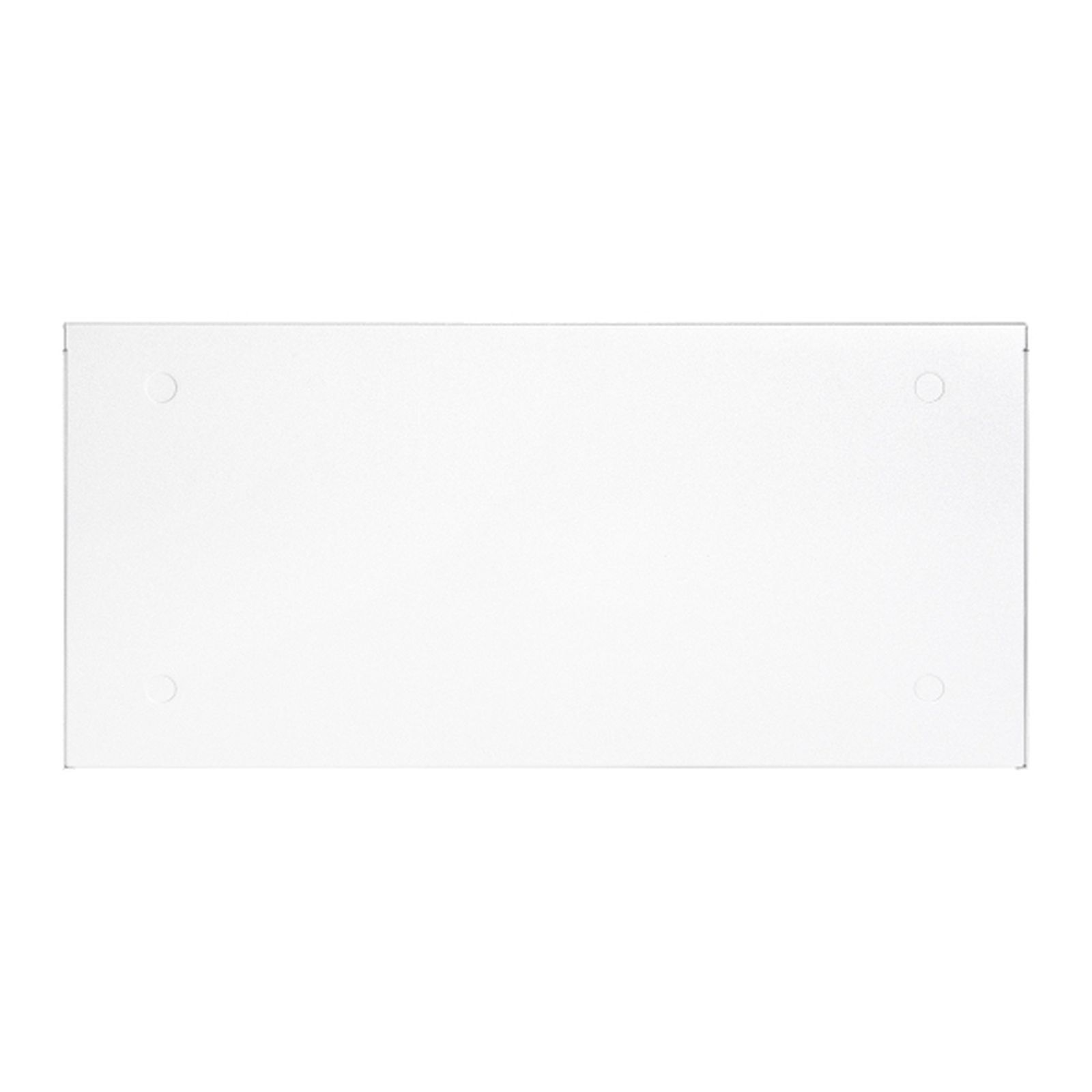 Biały prostokąt z czterema okrągłymi wgłębieniami w rogach.