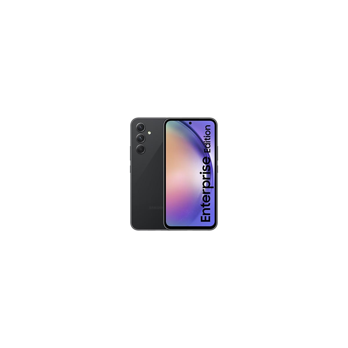Uno smartphone Samsung nero con tripla fotocamera e testo 'Enterprise Edition'.