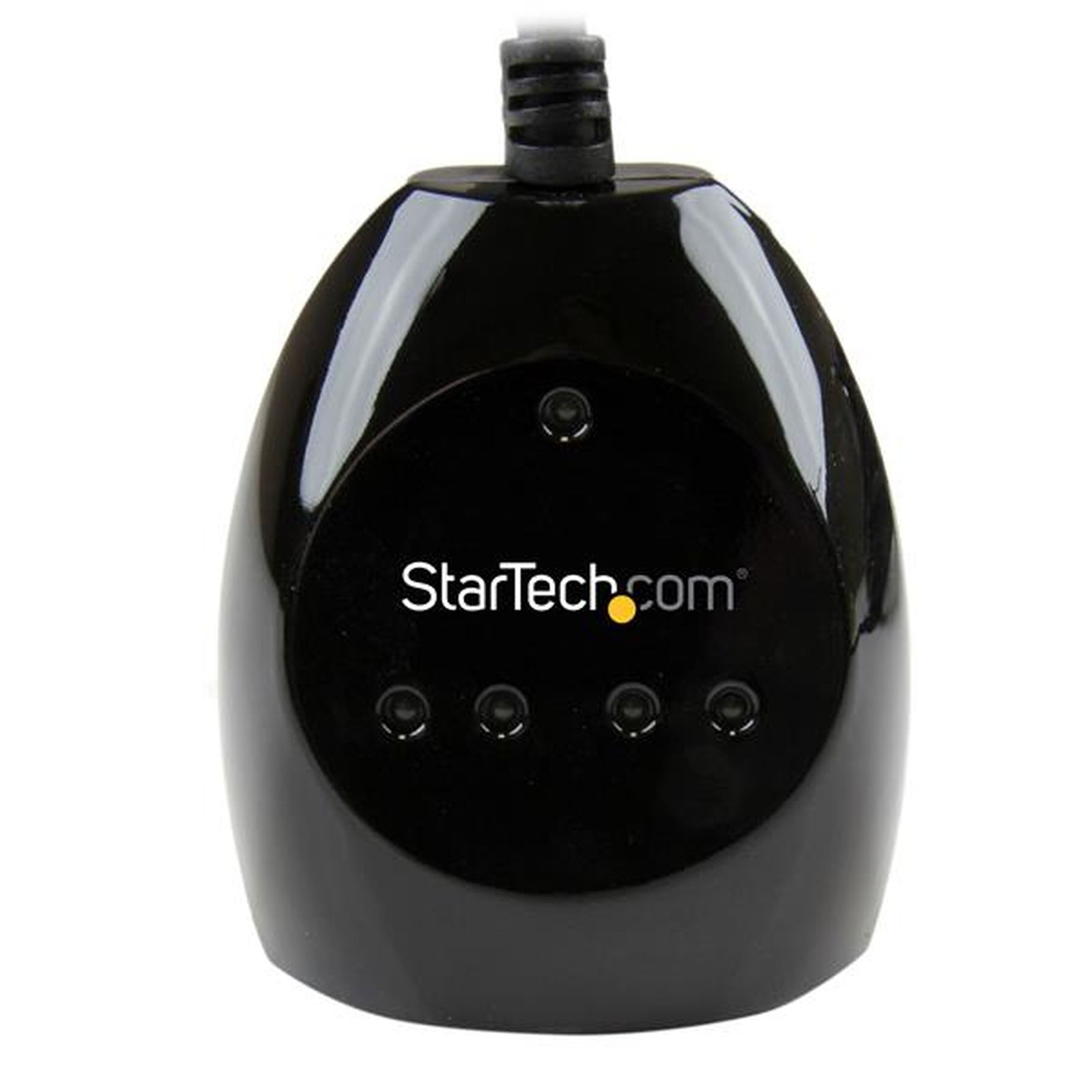 Dispositivo nero StarTech.com con connessione cavo in alto e quattro luci rotonde in basso.