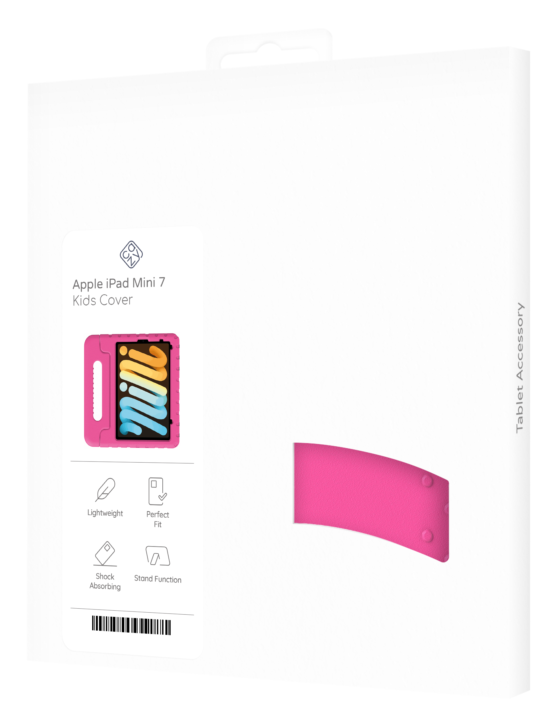 Ein pinker iPad Mini 7 Kids Cover mit Griff und Ständerfunktion.