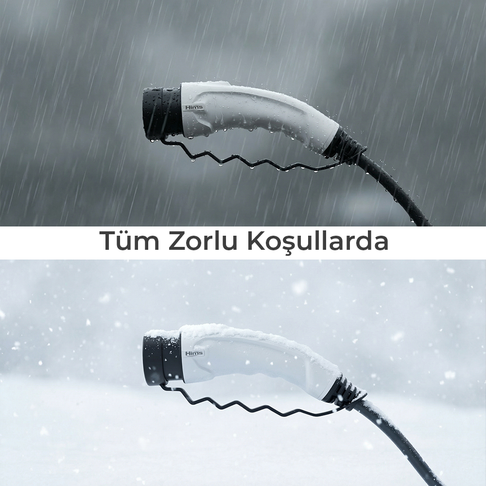 Yağmur ve karda şarj kablosu. Hims logosu görünür.