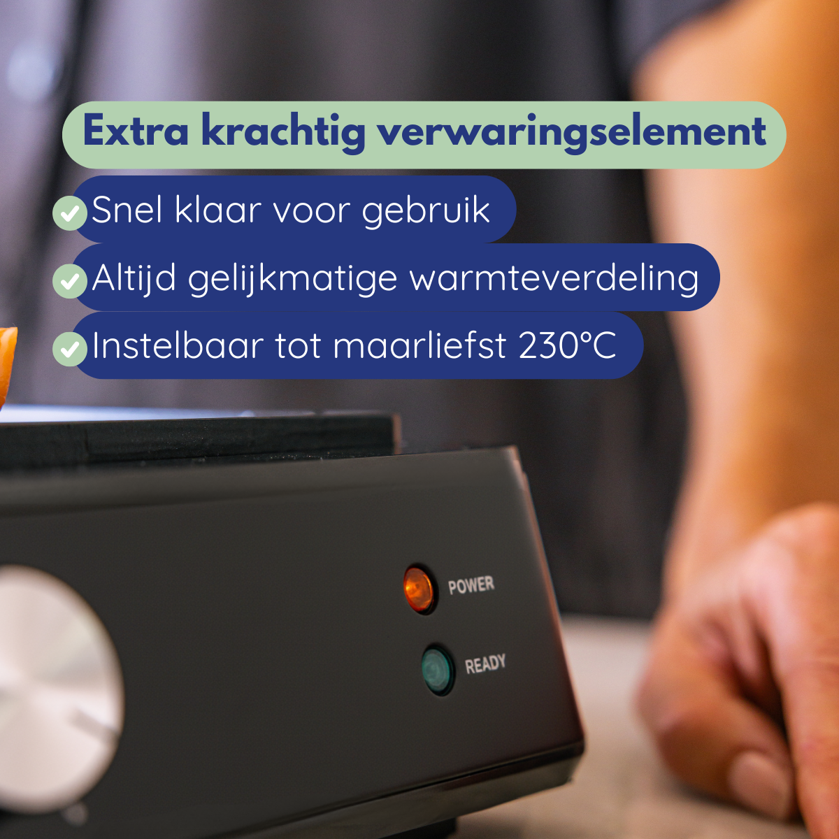 A black appliance with indicator lights and text.