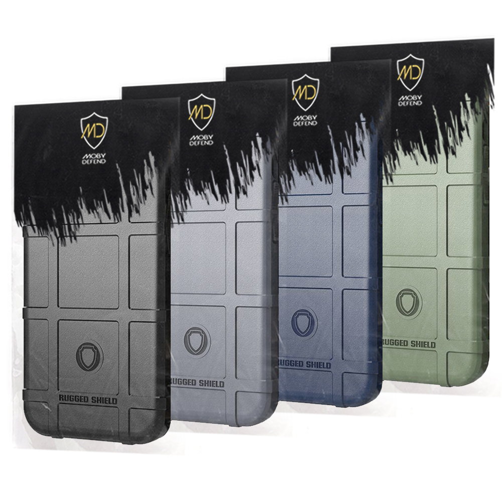 Quatre coques de téléphone dans des tons gris, bleus et verts avec motif.