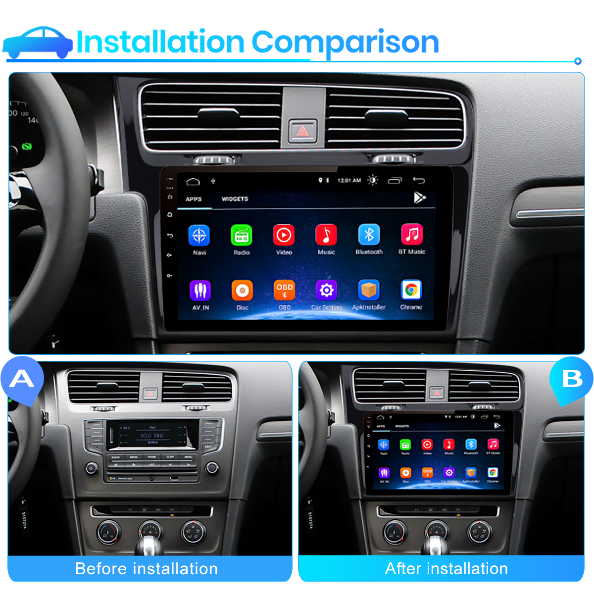 Confronto installazione infotainment auto: Prima e dopo.
