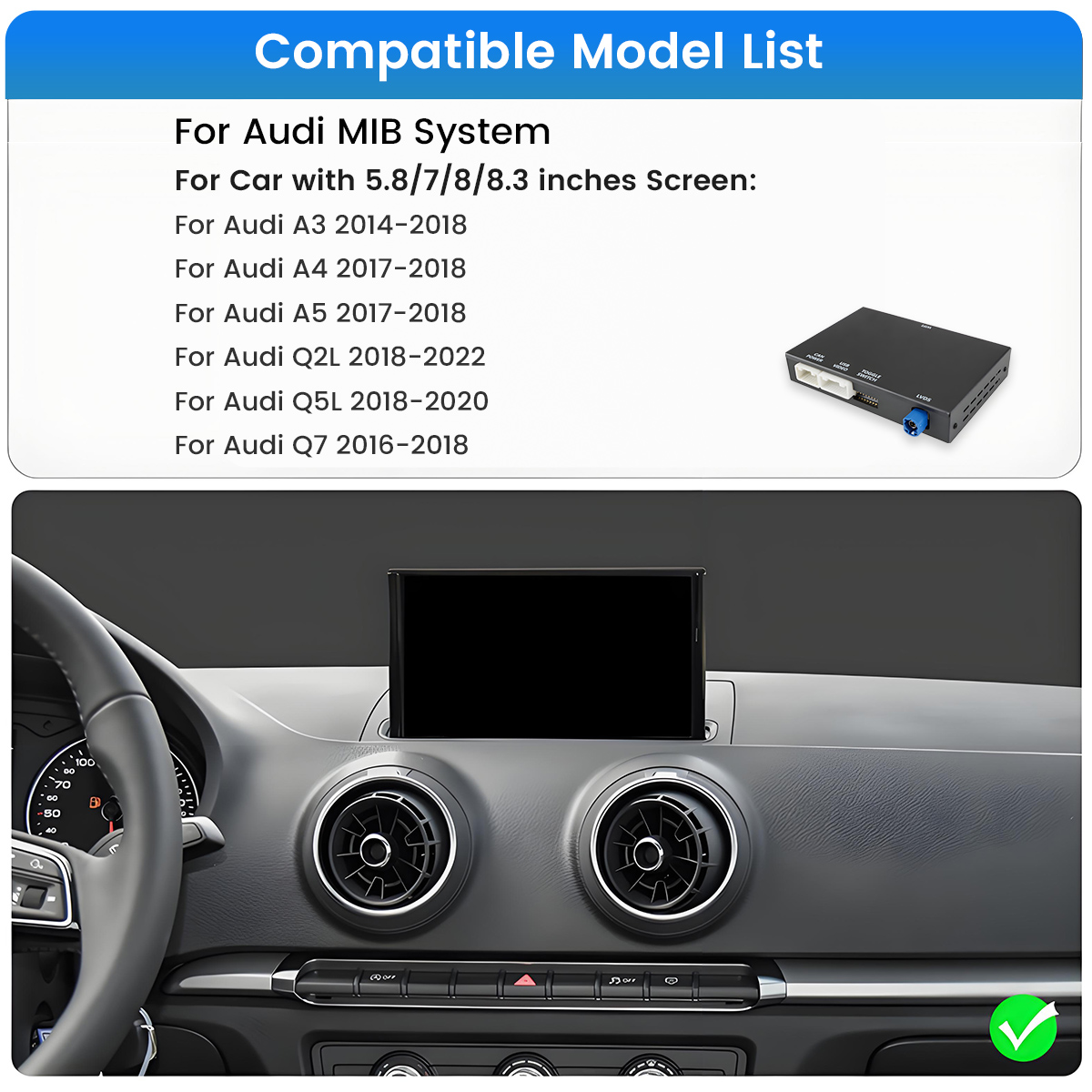 Modelli compatibili: Sistema Audi MIB, Audi A3-Q7 (2014-2020).