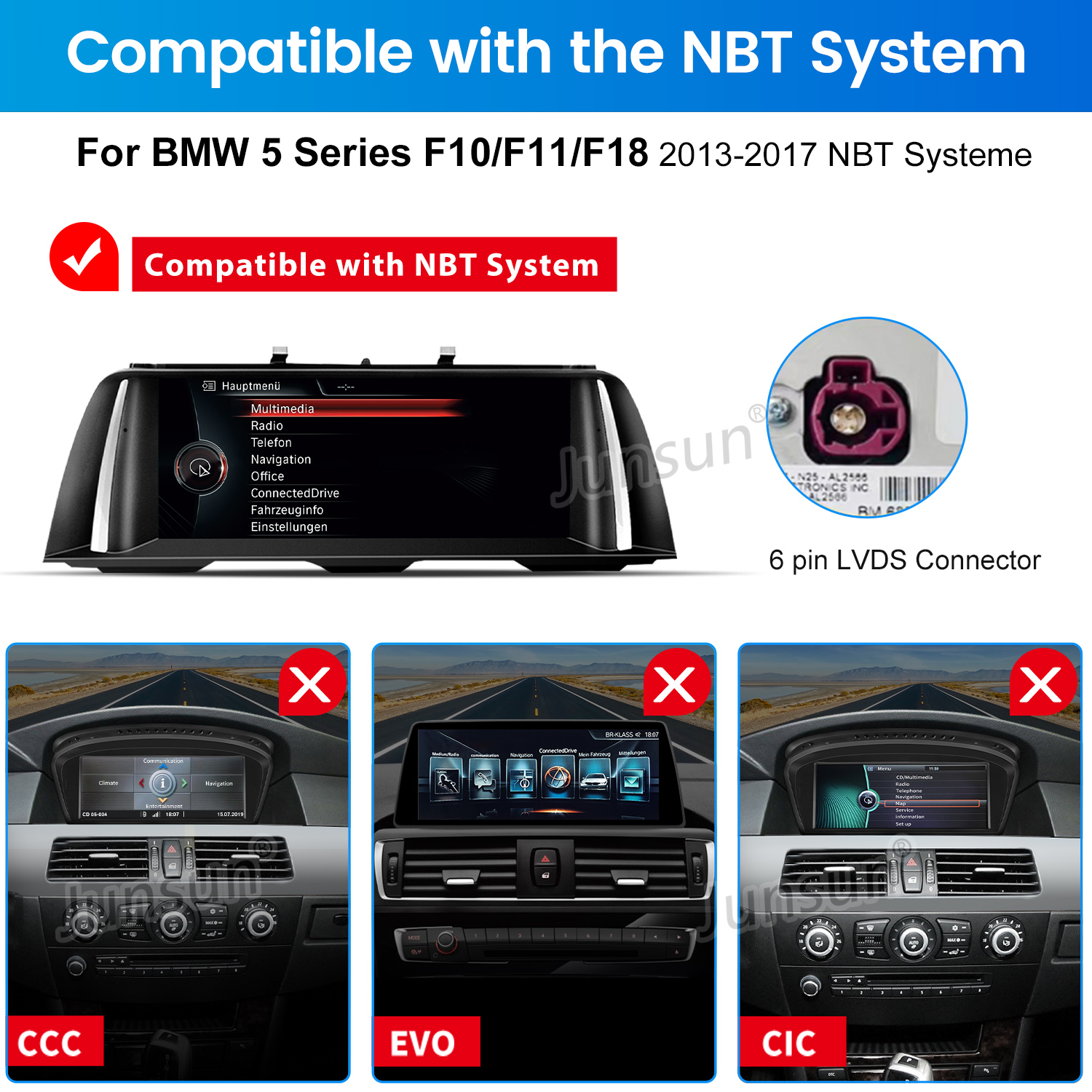 Compatibilità sistema NBT BMW su tre display: CCC, EVO e CIC.