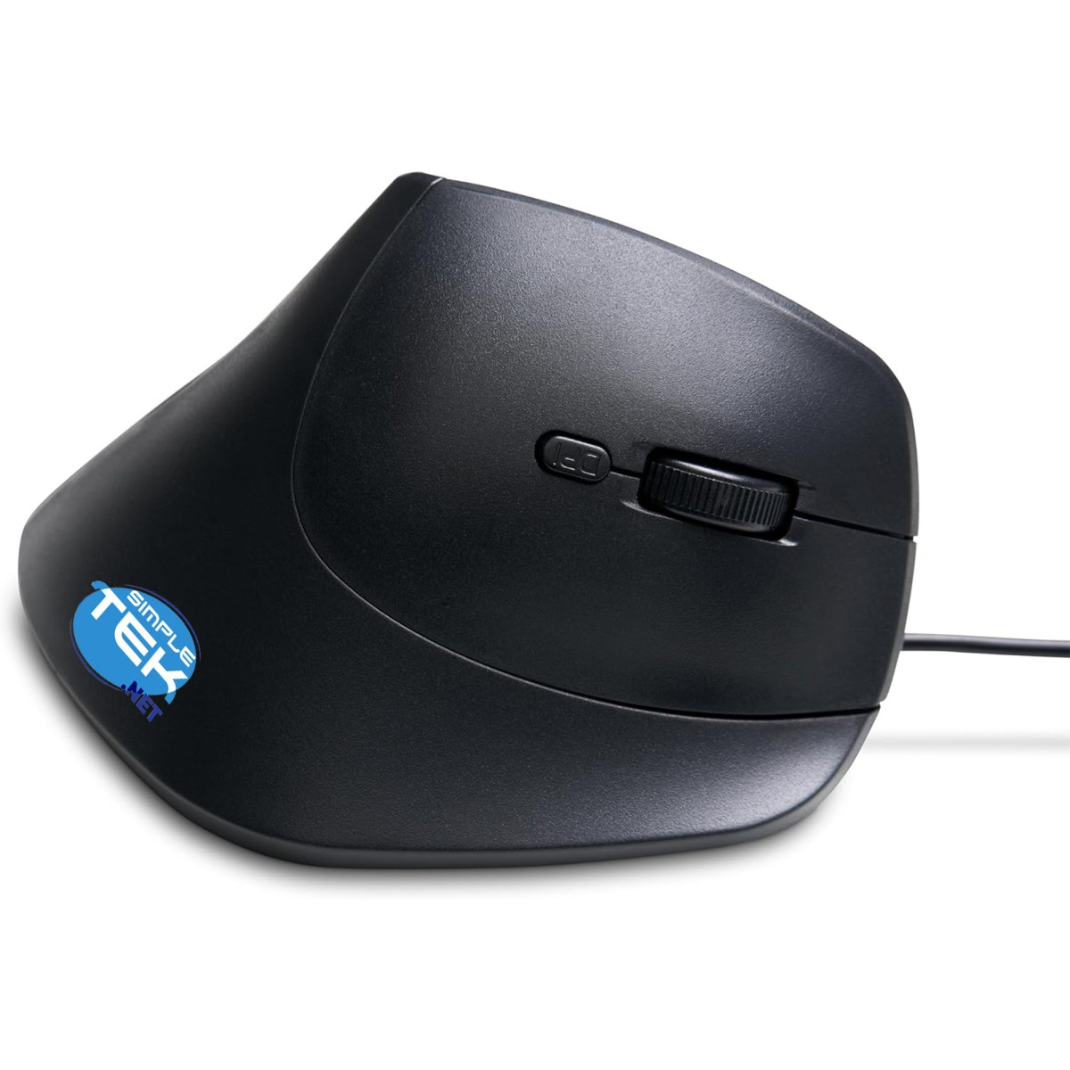 Mouse verticale nero con pulsante DPI e rotellina.