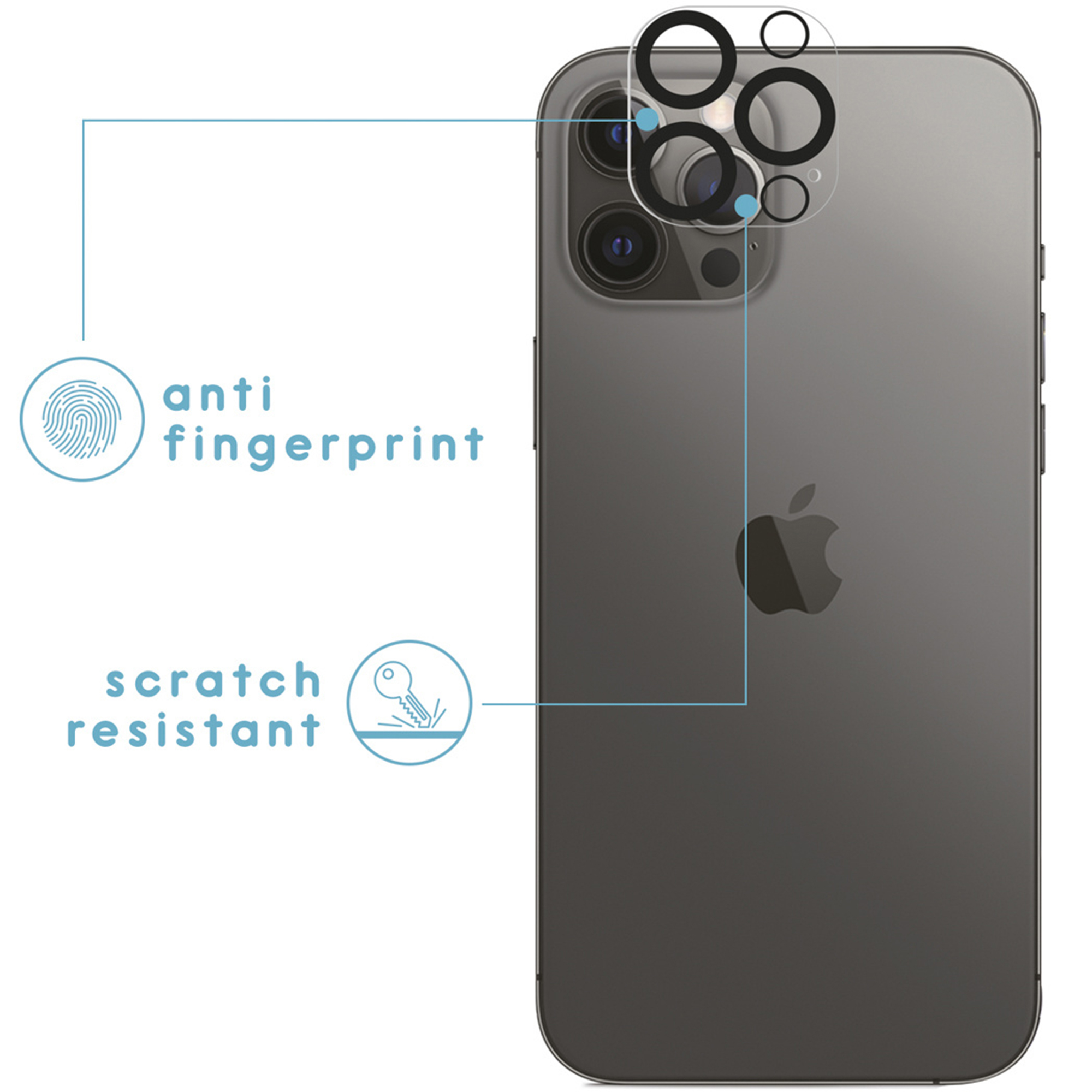Affiche le dos d'un téléphone avec protection d'appareil photo, anti-rayures et anti-traces.