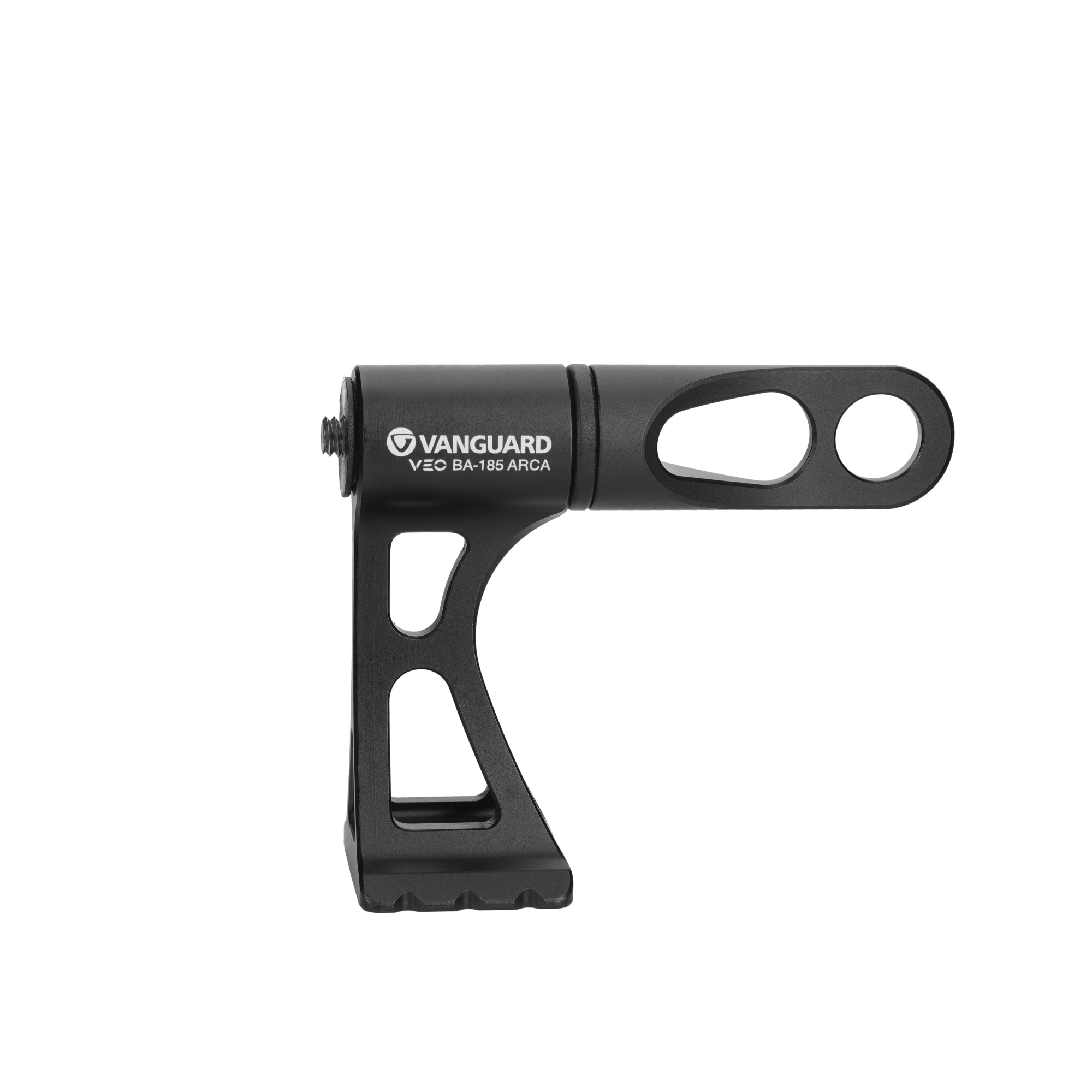 Soporte de cámara metálico negro con logo VANGUARD y nombre del modelo.
