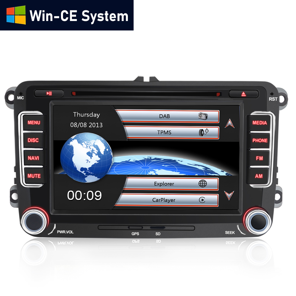 Ein Autoradio-Bildschirm zeigt DAB, TPMS, Explorer und CarPlayer an. Datum: 08.08.2013.