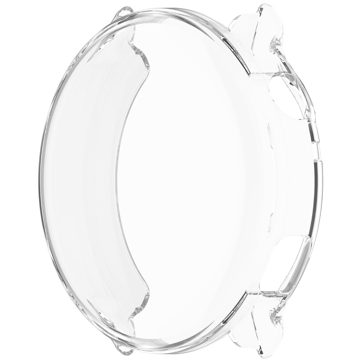 Transparenter Uhrenschutzring mit Aussparungen für Knöpfe.