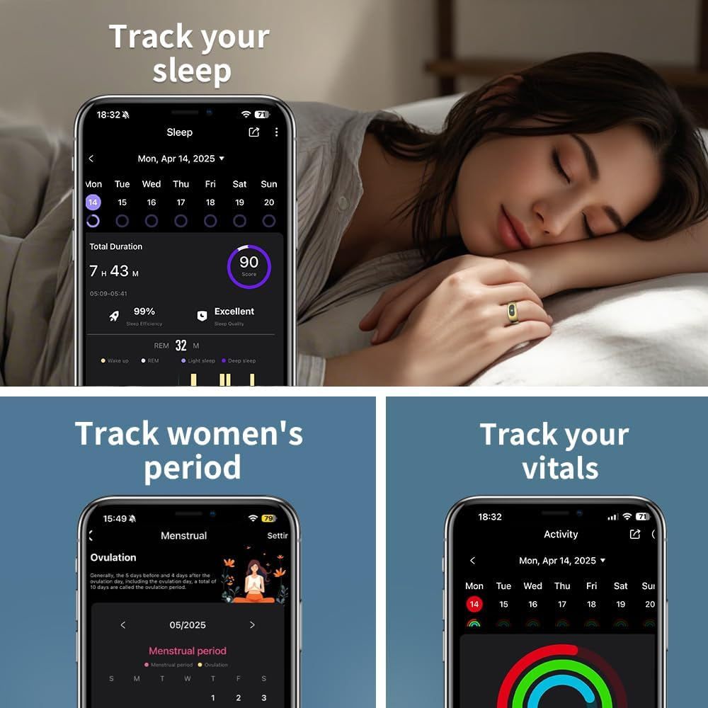 Handy zeigt Schlaf-Tracking-App. Frau schläft im Bett.