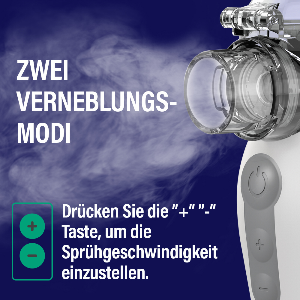 Ein Vernebler mit zwei Modi und Einstellung der Sprühgeschwindigkeit.