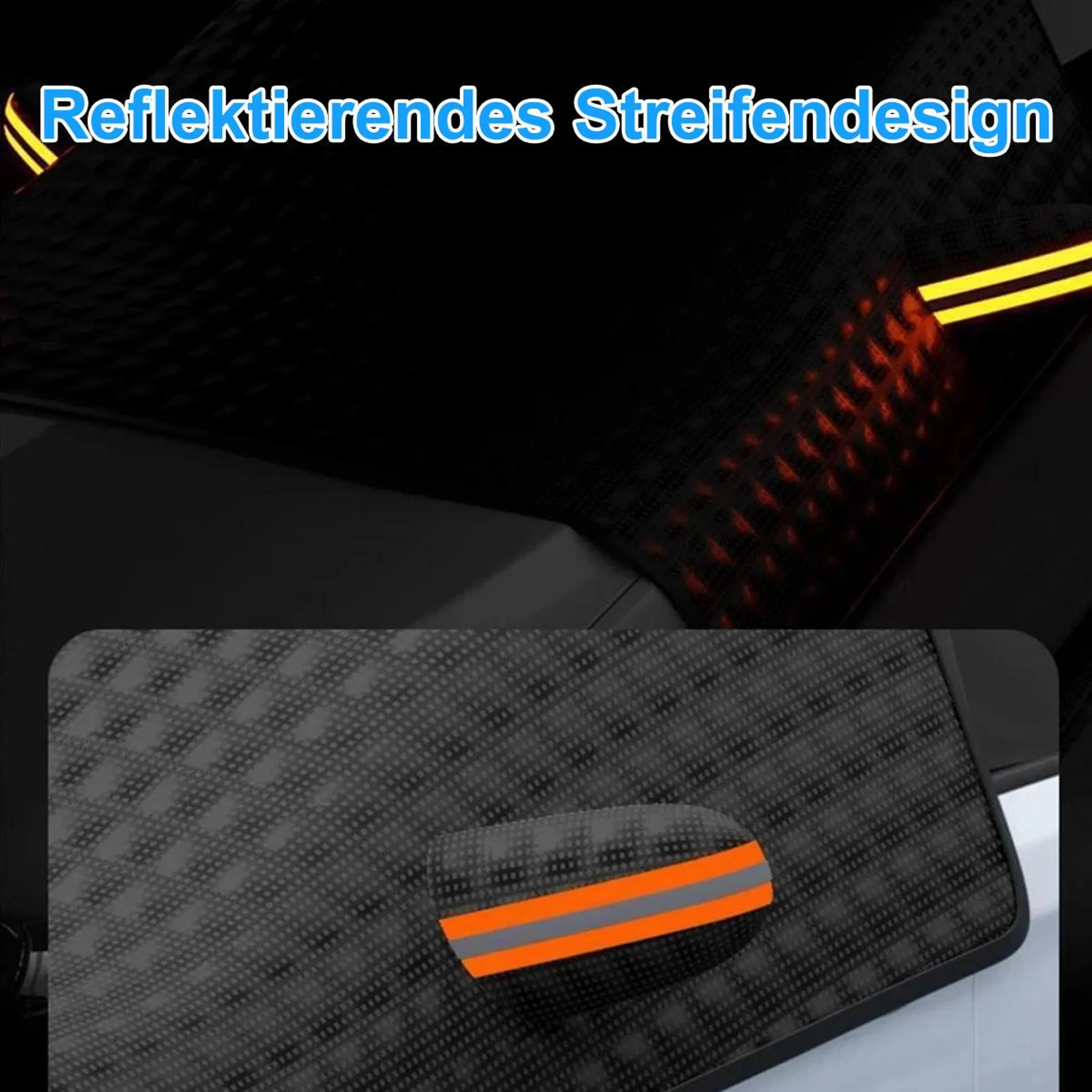 Reflektierendes Streifendesign auf schwarzem Hintergrund.