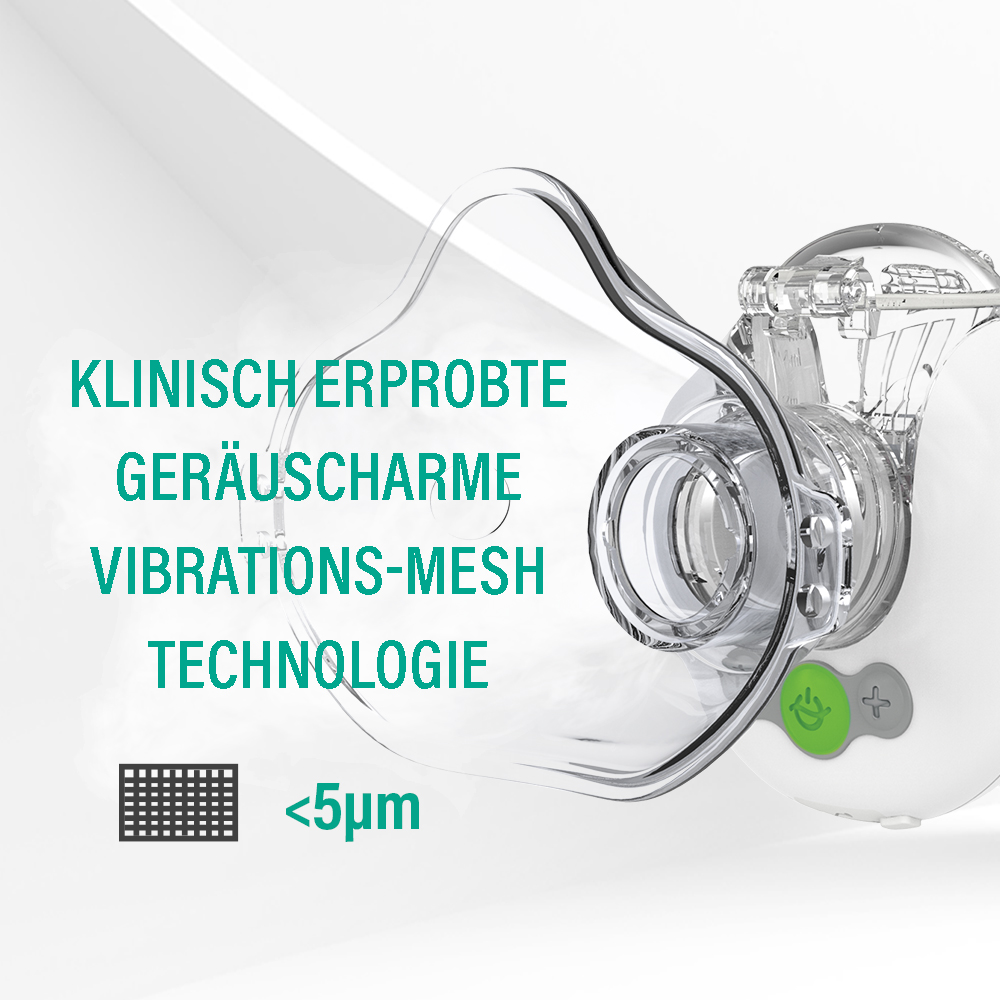 Klinisch erprobte, geräuscharme Vibrations-Mesh-Technologie <lt/>5µm