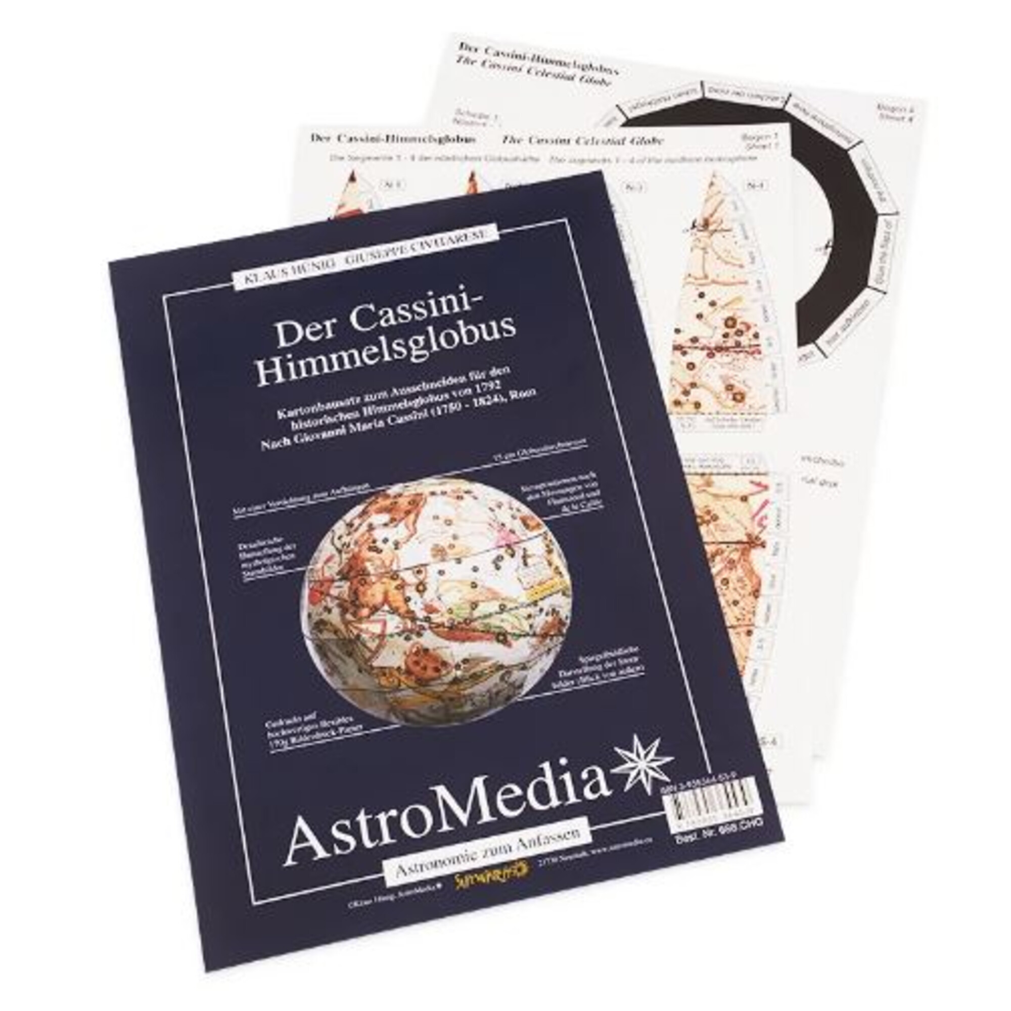 Ein dunkles Cover zeigt einen Himmelsglobus und astronomische Diagramme.