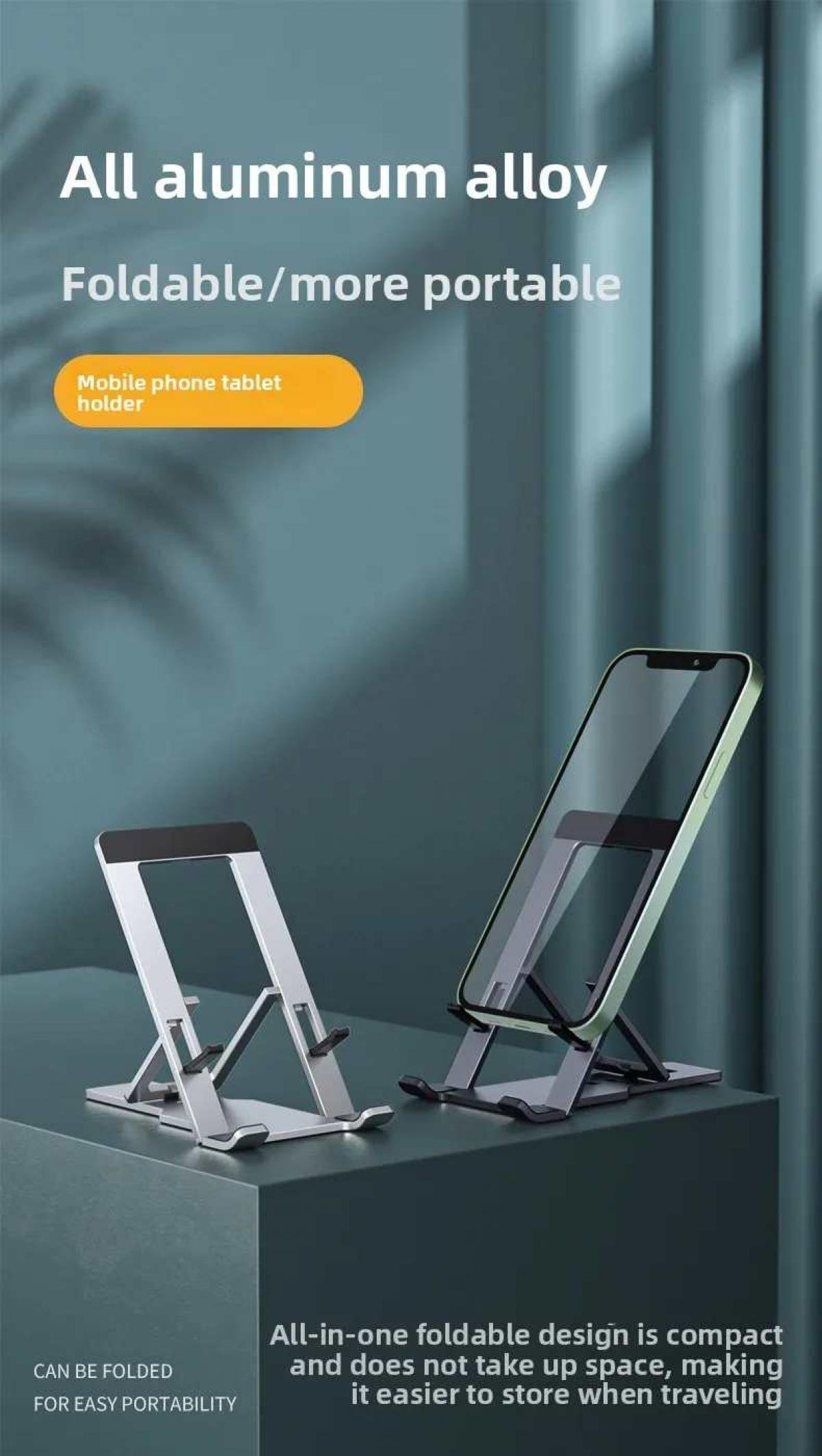 Zwei zusammenklappbare Handy-/Tablet-Ständer aus Aluminiumlegierung.