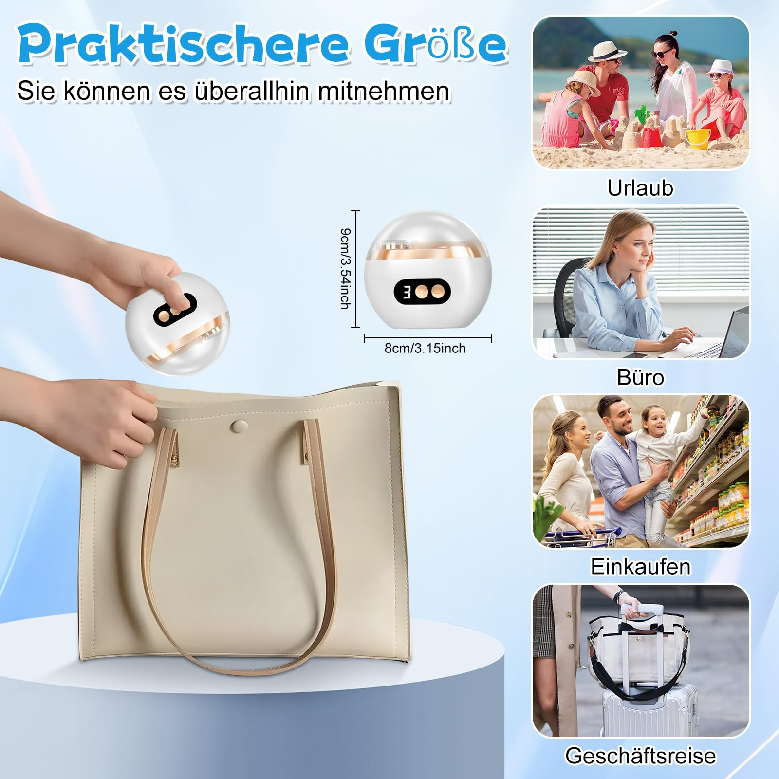 Kompakter Diffusor mit Anzeige, passend für Tasche, Büro, Urlaub.