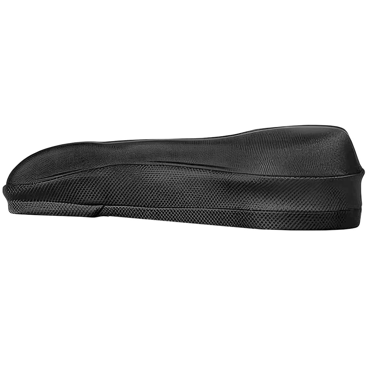 Profil noir et ergonomique de coffre de toit de voiture avec surface texturée.