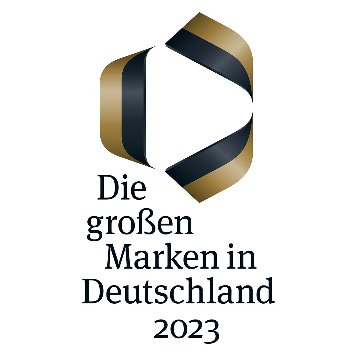 Logo für 'Die großen Marken in Deutschland 2023' mit abstrakten Formen.