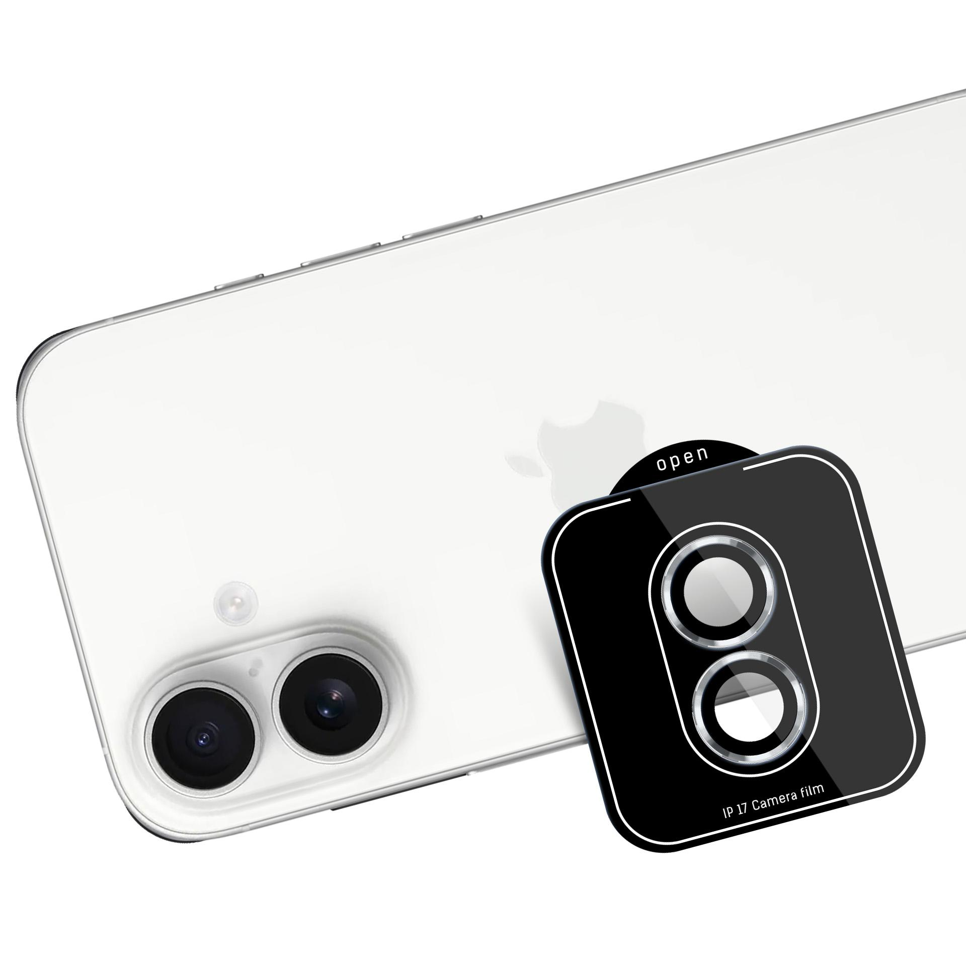 Uno smartphone bianco con una pellicola protettiva per fotocamera nera sul retro.