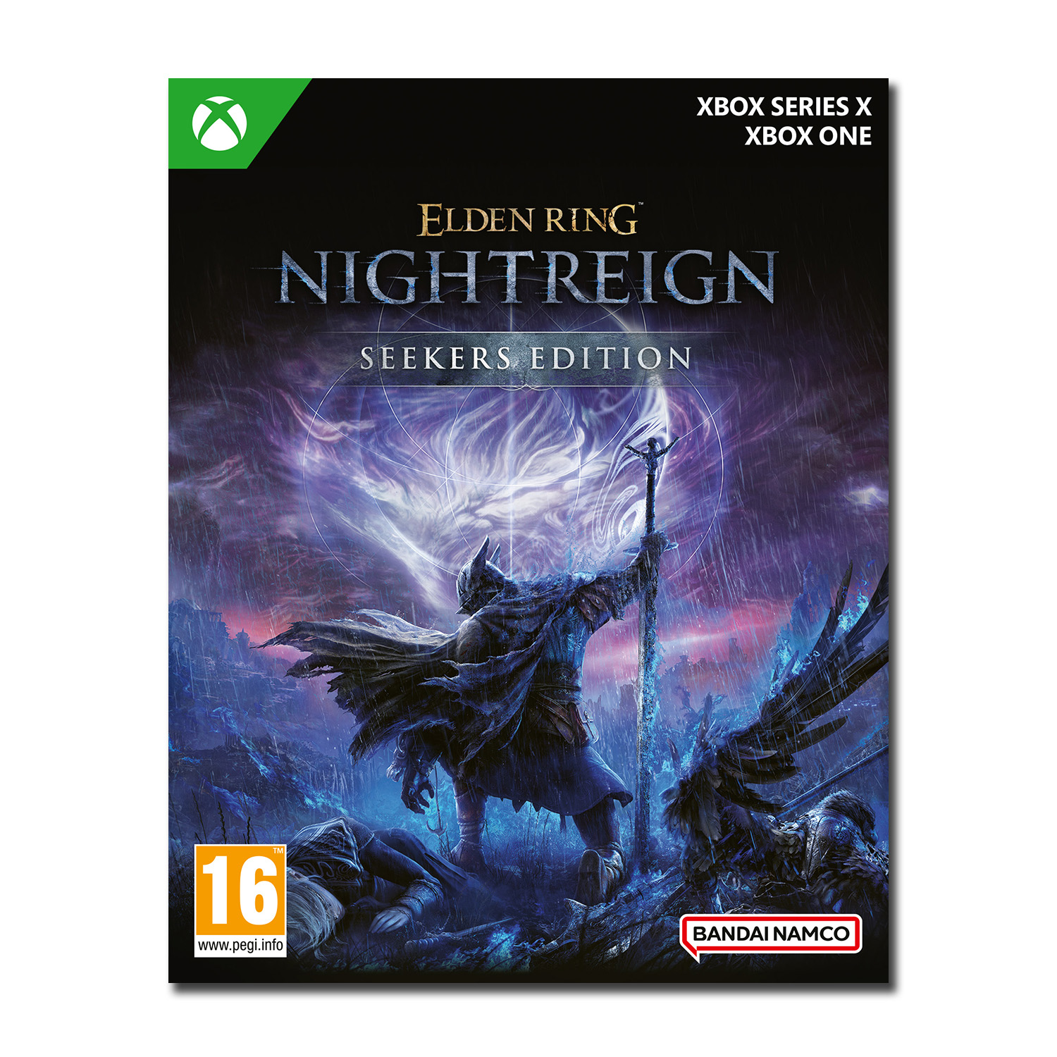 Elden Ring Nightreign: Guerriero oscuro con spada, copertina Xbox, 16+