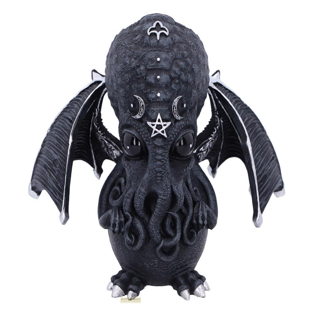 Eine schwarze Figur mit Flügeln, Tentakeln und Mondsymbolen.