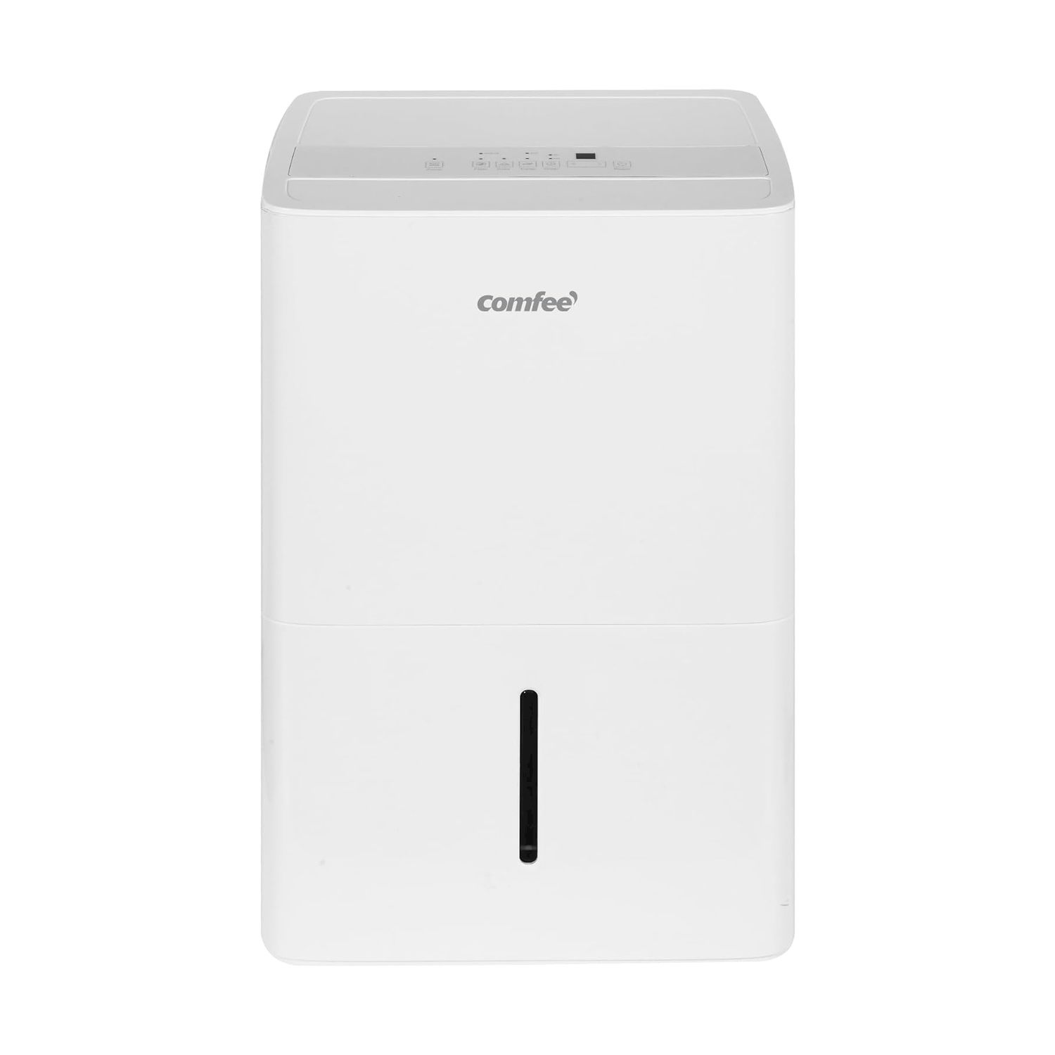 Un deumidificatore bianco con logo Comfee e indicatore livello acqua.