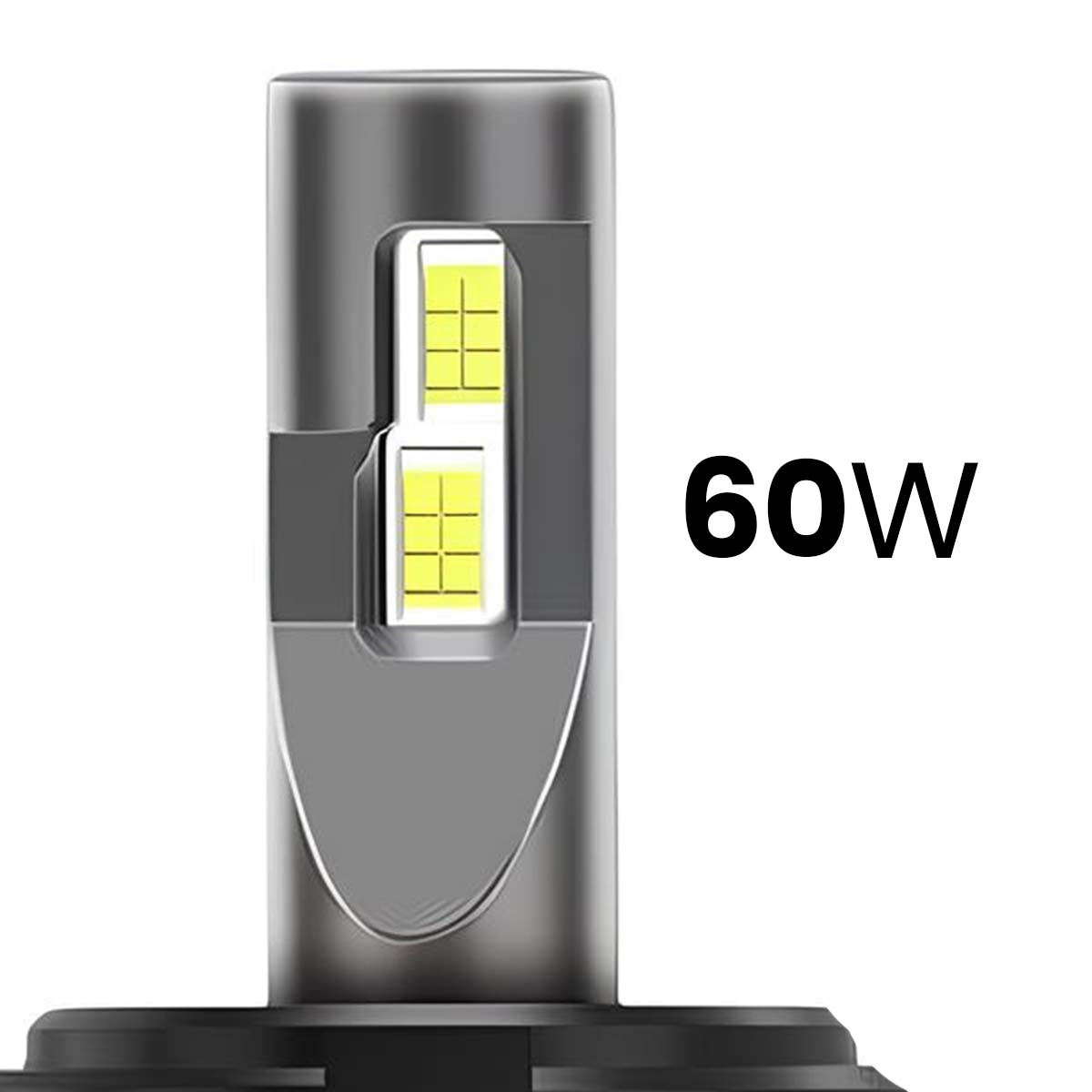 Silberner LED-Scheinwerfer mit 60W Beschriftung.