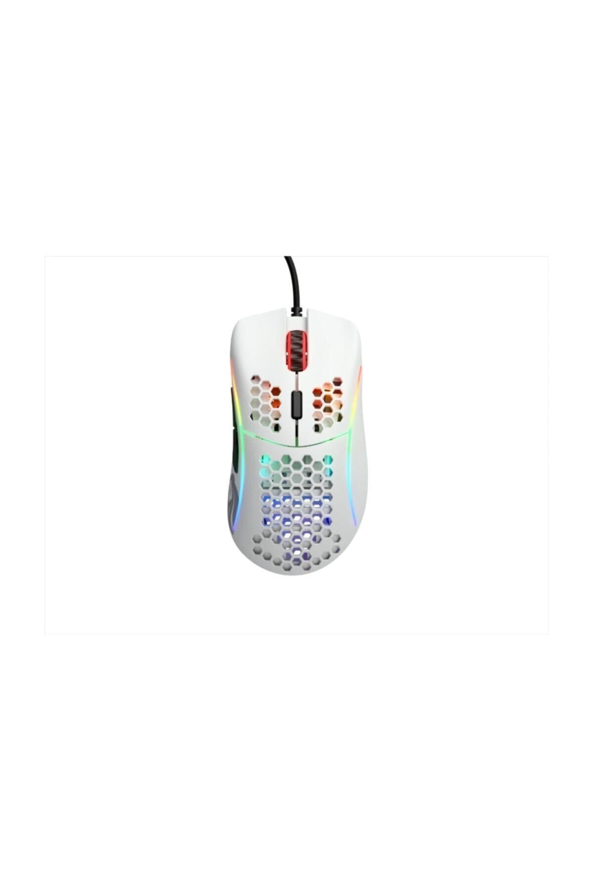 Een witte gamingmuis met honingraatontwerp en RGB-verlichting.