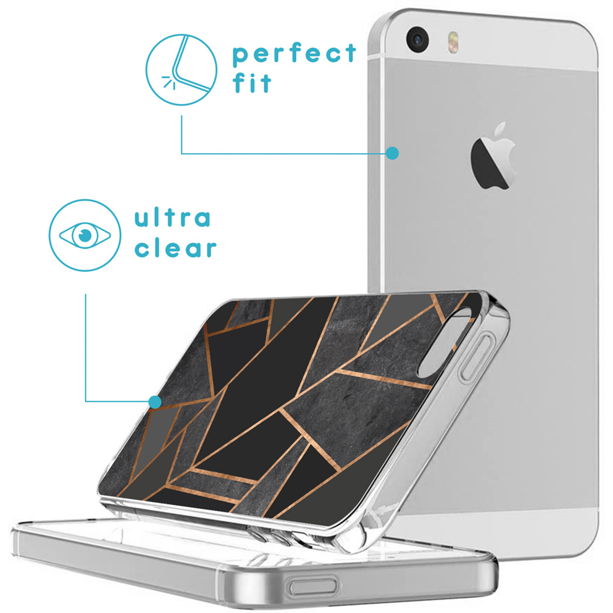 Un iPhone d'argento con custodia in marmo e lamina d'oro.