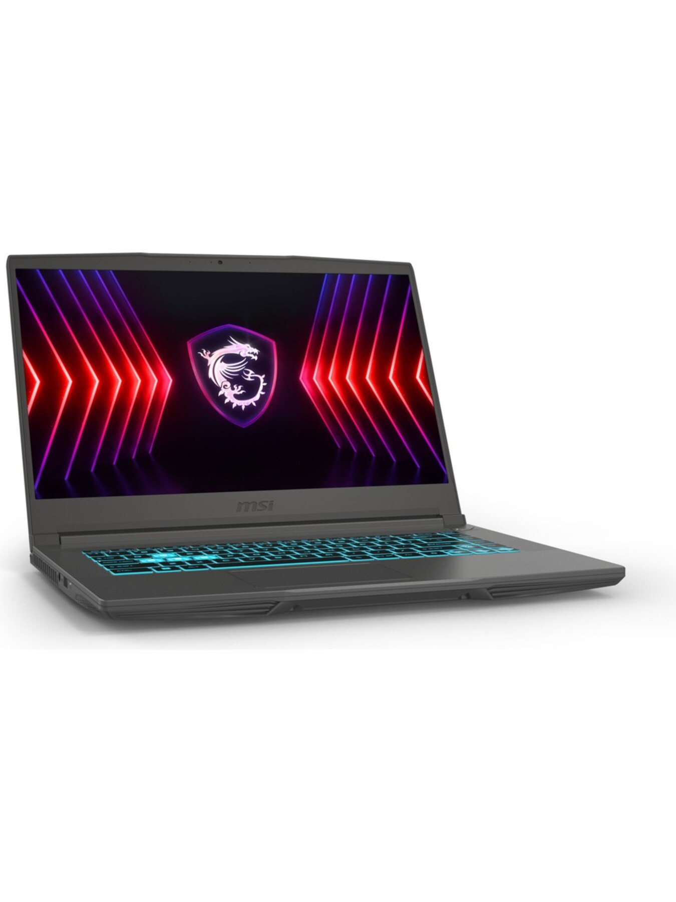 Parlayan klavyeli ve dinamik duvar kağıtlı kapalı MSI dizüstü bilgisayar.