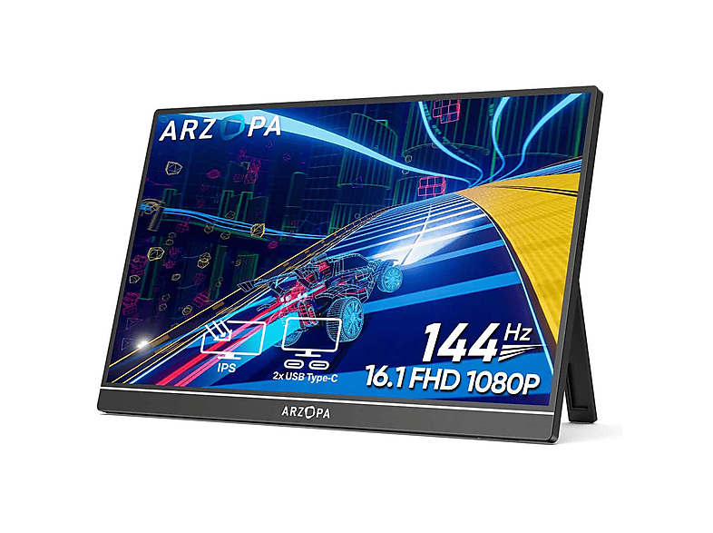ARZOPA Z1FC IPS Type-C Taşınabilir 16,1 inç Full-HD 30 ms 144 Hz Monitör Gri