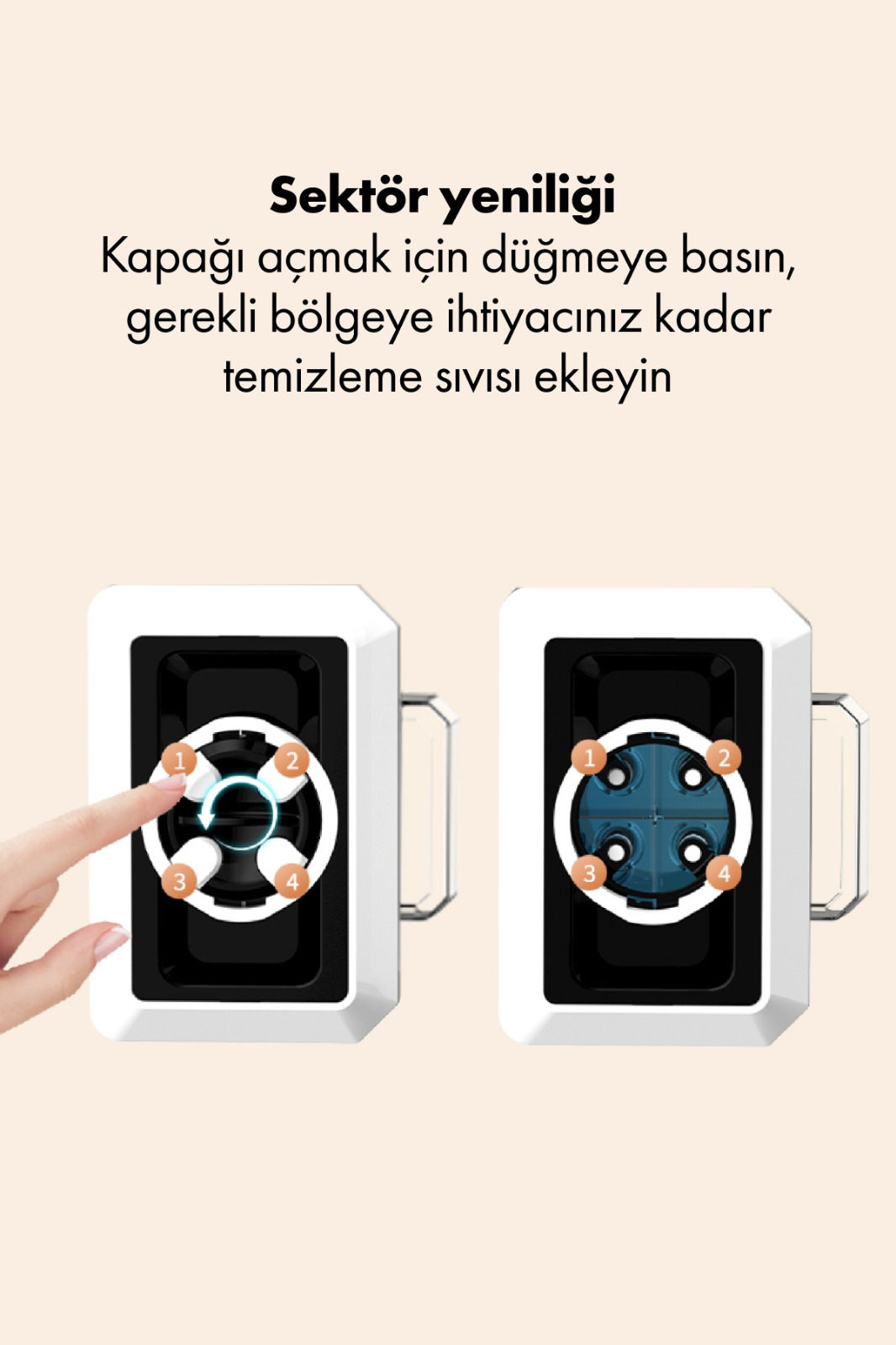 Yan yana iki cihaz. Soldaki elde numaralı düğmelere basılıyor. Sağdaki açık.