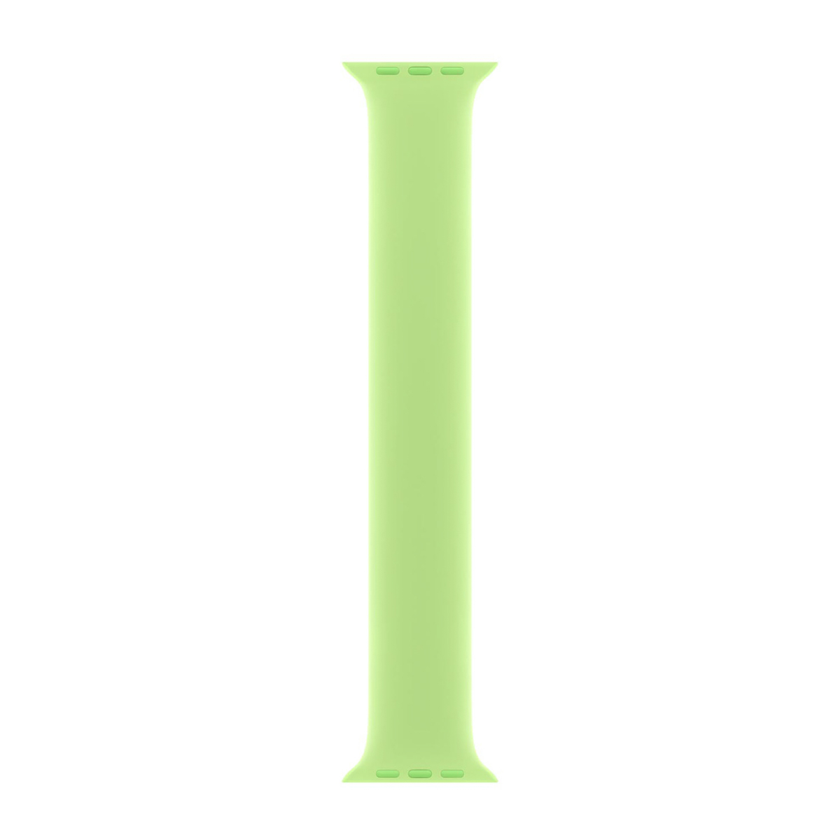 Un cinturino verde chiaro per Apple Watch con passanti e ritagli.