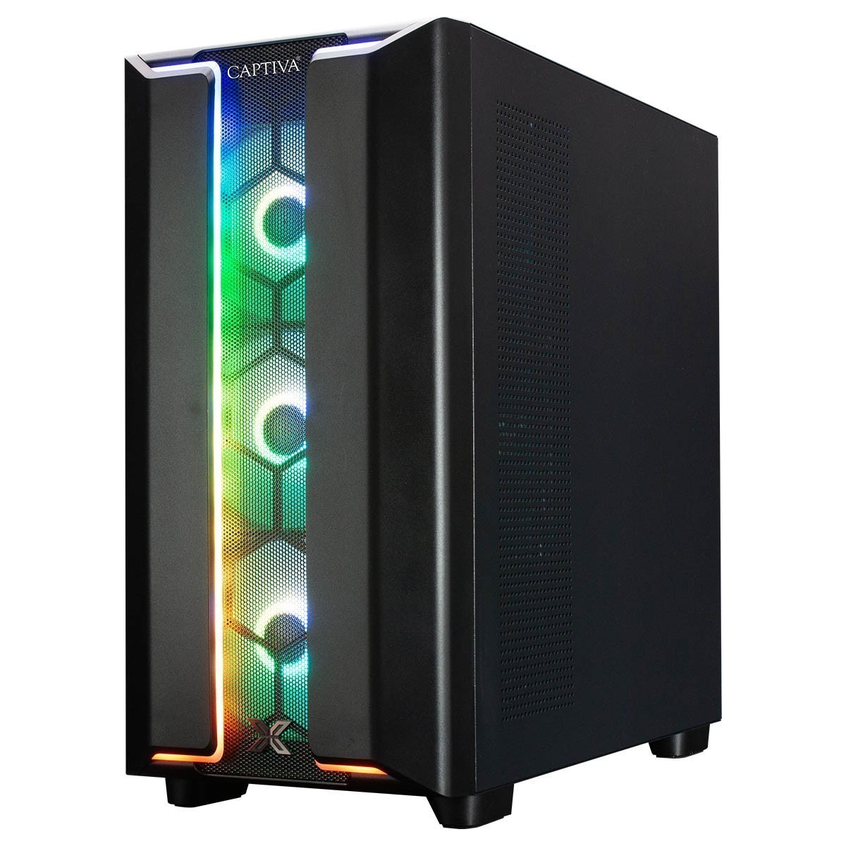Case PC nero con illuminazione RGB sul pannello frontale.