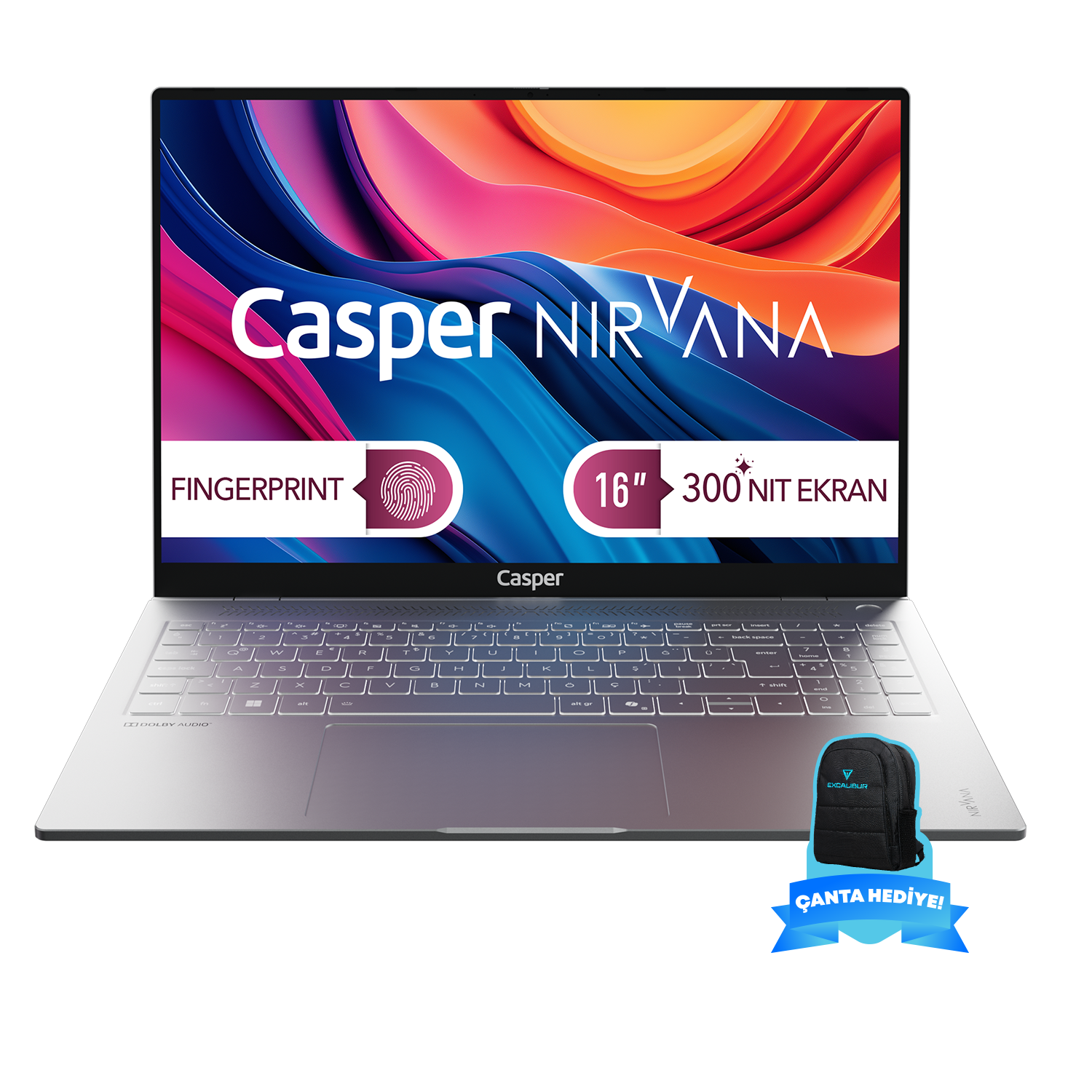 CASPER Nirvana S100 300NIT DDR5 Excalibur Çanta S100.1342-BF00R-G-F-CANEX16 i5-13420H 16 GB RAM 1 TB SSD 16 inç Windows 11 Pro Laptop Gri