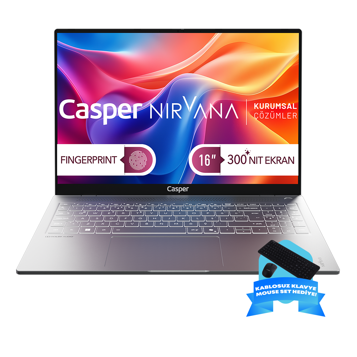 CASPER Nirvana S200 300NIT DDR5 Kablosuz Klavye-Mouse Set S200.1362-EX00X-G-F-D200 Intel Core i7-13620H 64 GB RAM 2 TB SSD 16 inç FreeDOS Laptop Gri