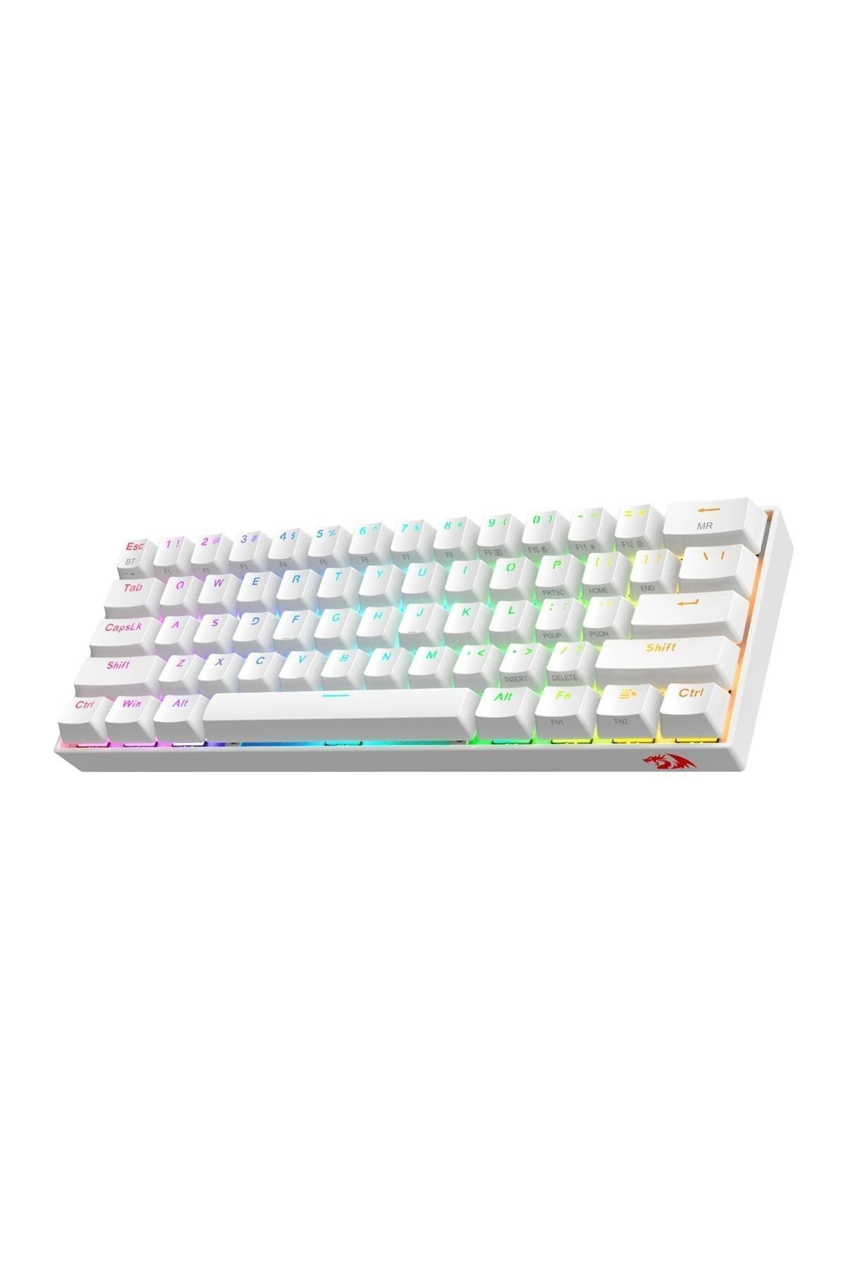 Kırmızı ejderha logolu, RGB aydınlatmalı beyaz mekanik klavye.