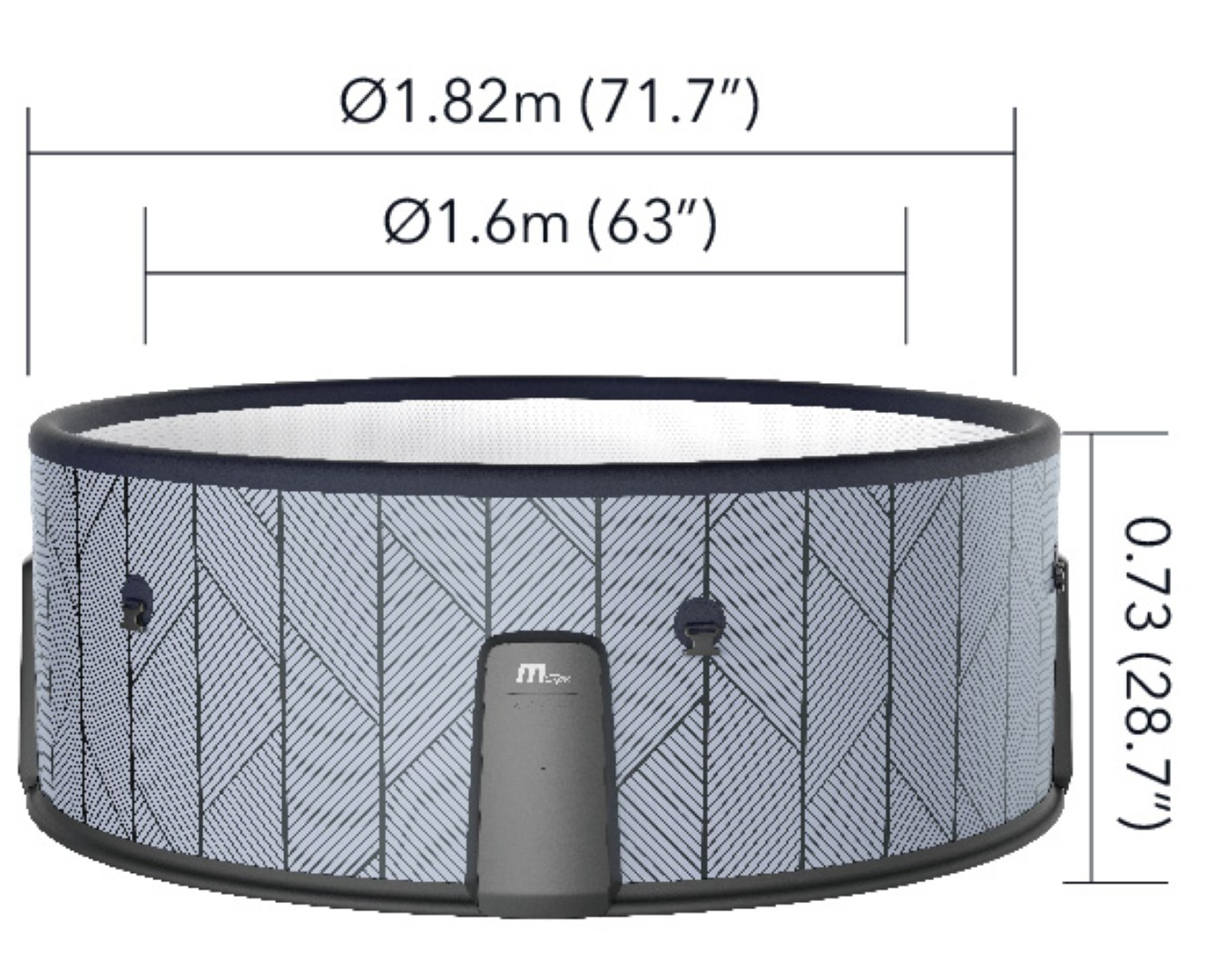 Aufblasbarer Whirlpool mit geometrischem Muster, 1,82m Durchmesser, 0,73m Höhe.