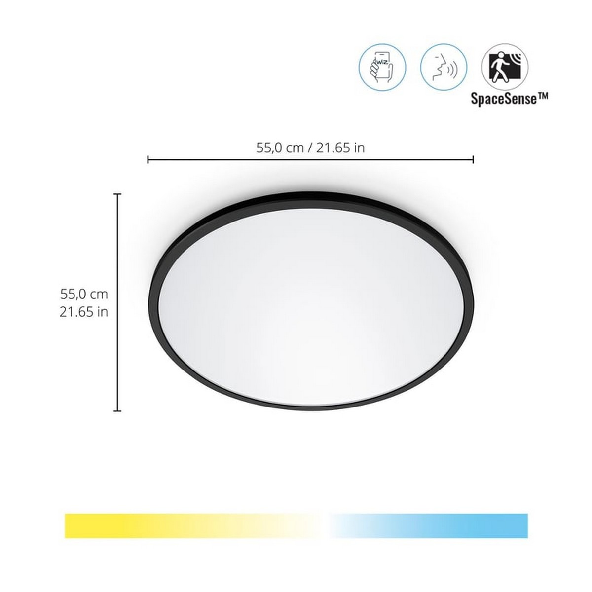 Lampada da soffitto rotonda, diametro 55cm, con funzioni Wiz e SpaceSense.
