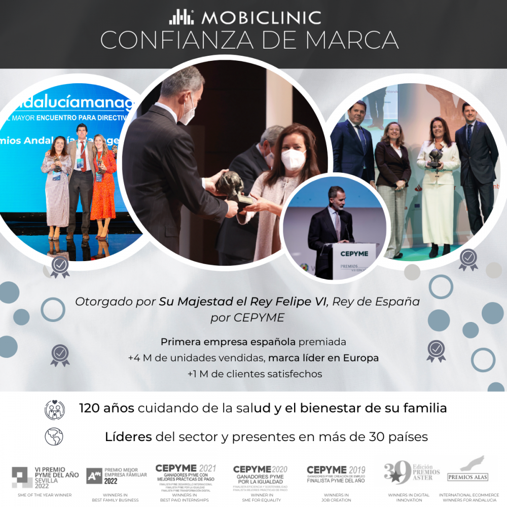 El Rey Felipe VI entrega un premio; un grupo de galardonados está en un escenario.