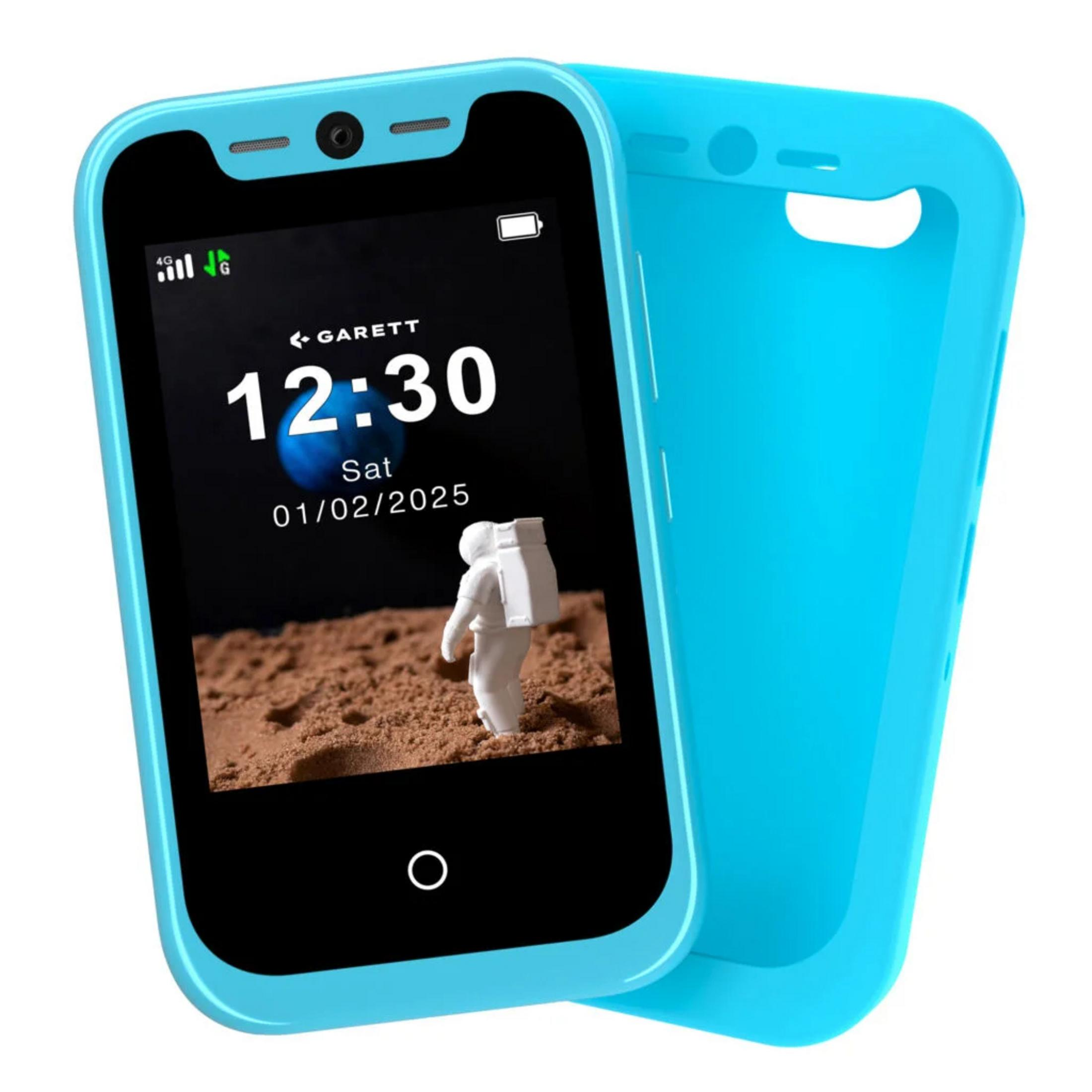 Una custodia blu per telefono con un astronauta sullo schermo.