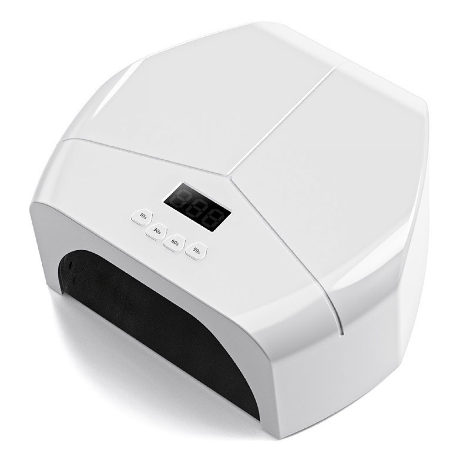 Weiße UV-Nagellampe mit digitaler Anzeige und Timer-Tasten.
