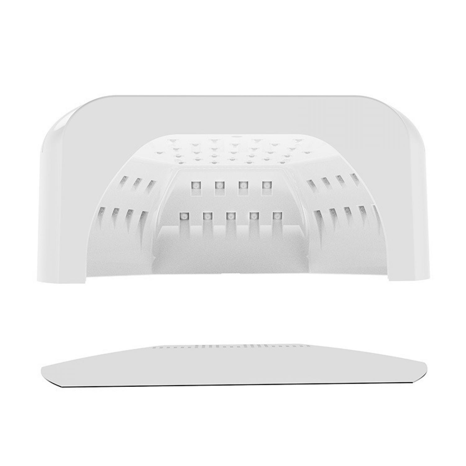 Ein weißes Nageltrockner-Gerät mit LEDs und Lüftungsschlitzen.