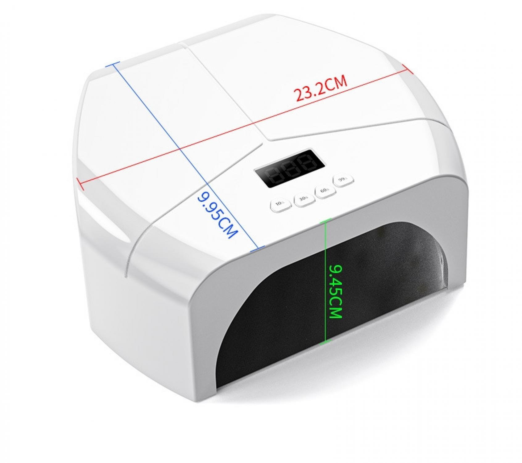 Weiße UV-Lampe für Nägel mit digitalen Anzeigen und Timer-Knöpfen.